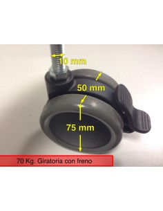 RUEDA 70 Kg. GIRATORIA CON FRENO
