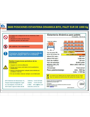 3600 POSICIONES ESTANTERIA DINAMICA...